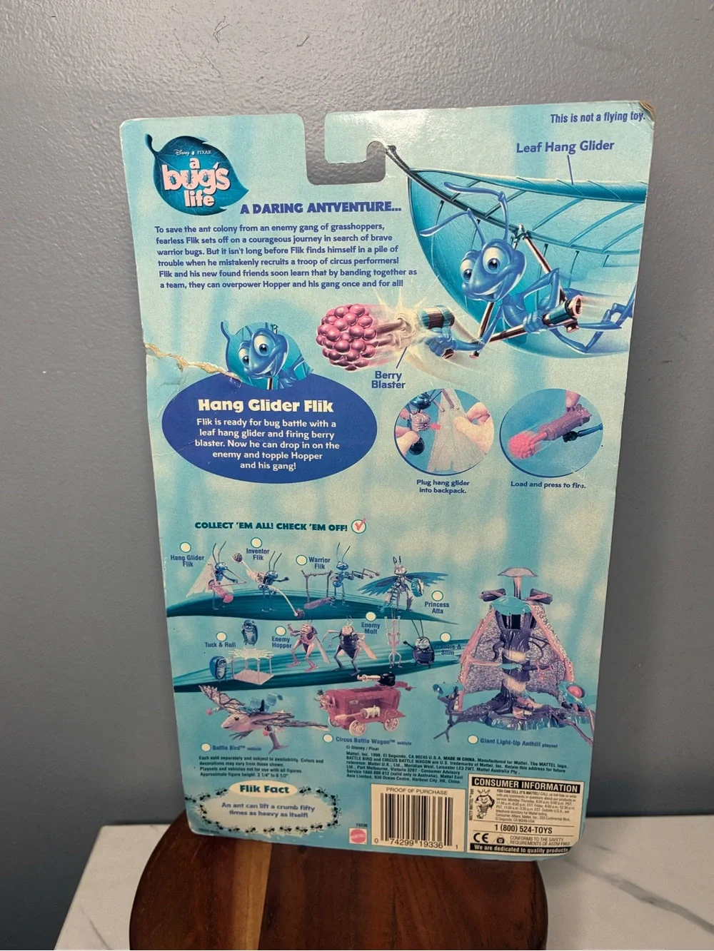 1998 Disney Pixar A Bug’s Life Hang Glider Flik Mattel Sealed Figure